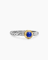 Petite Cable Ring in Sterling Silver with 14K Yellow Gold and Lapis Lazuli, 2.8mm